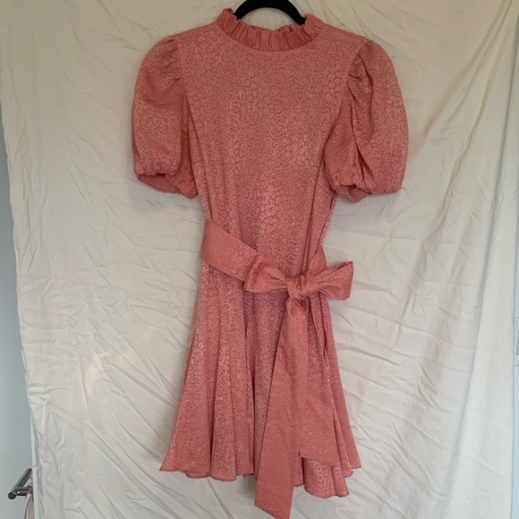 Alice + Olivia Mina Puff Sleeve Ruffle Mini Dress with Bow - Picture 1 of 13